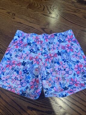 Women’s Floral Elastic Waist Shorts - Pink & Blue